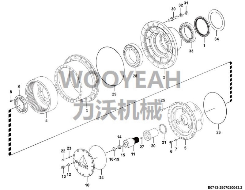 29070200431 HUB REDUCTION ASSY FOR SDLG L975F L972H WHEEL LOADER